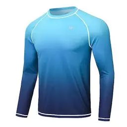 Produktbild: Huayuzh Rashguard Herren Schwimmen Langarmshirt Schwimm Tshirt Schnelltrocknend Atmungsaktiv Surfen Angeln Wandern Top Verlaufsfarbe Blau M