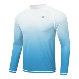 Produktbild: Huayuzh Rashguard UV Shirt Herren Langarmshirt Schwimm Tshirt Schnelltrocknend Atmungsaktiv Surfen Angeln Wandern Top Verlaufsfarbe Himmelblau XL