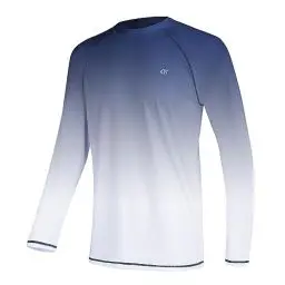 Produktbild: Huayuzh Rashguard UV Shirt Herren Langarmshirt Schwimm Tshirt Schnelltrocknend Atmungsaktiv Surfen Angeln Wandern Top Verlaufsfarbe Marineblau L