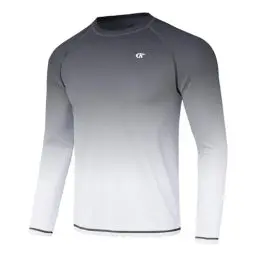 Produktbild: Huayuzh Rashguard UV Shirt Herren Langarmshirt Schwimm Tshirt Schnelltrocknend Atmungsaktiv Surfen Angeln Wandern Top Verlaufsfarbe Weiß L
