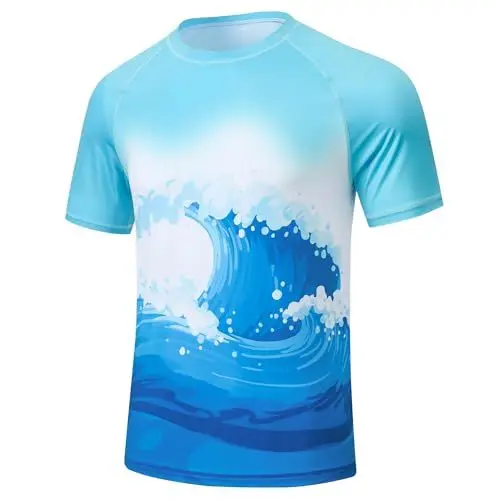 Produktbild: Huayuzh Uv Shirt Herren Rashguard Badeshirts UPF 50+ Schnelltrocknend Leicht Atmungsaktiv Surfen Wandern Schwimm Tshirt Schwimmen Meer 3XL