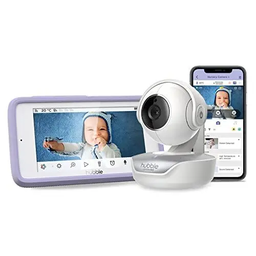 Produktbild: Hubble Connected Nursery Pal Premium Baby Monitor with Camera, 5 Inch Touch Screen, Privacy Mode, Infrared Night Vision, Two-Way Call, Room Temperature Sensor and Smartphone App