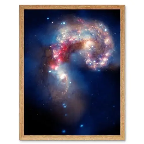 Produktbild: Artery8 Hubble Space Telescope Image Colourful Antennae Galaxies Galactic Spectacle Colliding Pair Mosaic Composite with Chandra X-Ray Observatory Spitzer Artwork Framed Wall Art Print 9X7 Inch