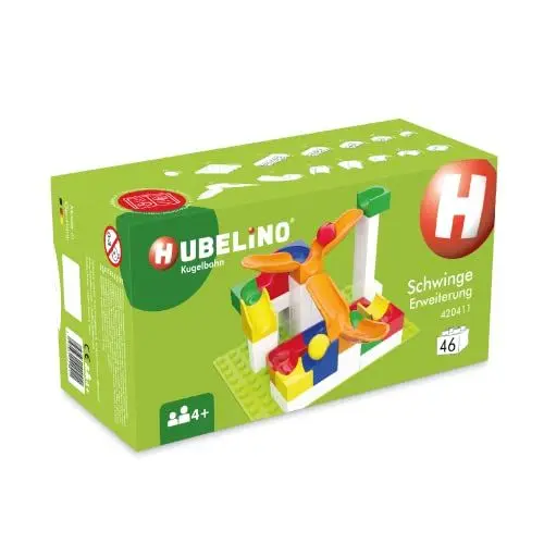 Produktbild: Hubelino #420411 Schwinge Erweiterung (46-teilig) für Kugelbahn, kompatibel mit großen Bausteinen anderer Hersteller, Made in Germany