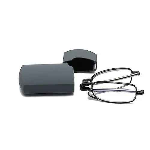 Produktbild: Hubeye Faltbare Lesebrille aus Edelstahl Mini Anti-Blau Sehhilfe für Herren und Damen Lesehilfe mit Hartschalen-Etui 3.50