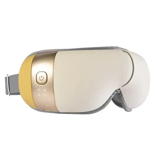 Produktbild: HubiCare Hem-5 Premium Augenmassagegerät mit Wärme und Vibration, für trockene Augen und zur Entspannung der Augen Augenbelastung Augenringe Augenbeutel und verbessern den Schlaf (Beige)