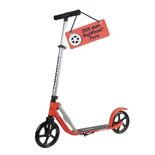 Produktbild: HUDORA BigWheel Pure Scooter I Stabiler Aluminium-Roller mit Ständer I Höhenverstellbarer & zusammenklappbarer Cityroller für bis zu 100kg I Tretroller für Jugendliche und Erwachsene | red