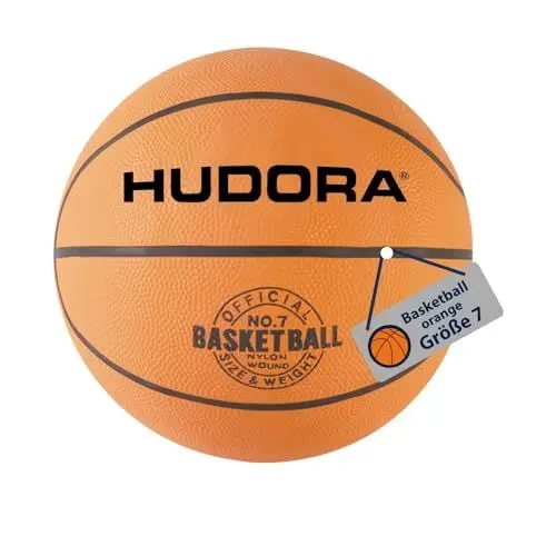 Produktbild: HUDORA Basketball Größe 7 orange, unaufgepumpt - Indoor & Outdoor Gummi-Basketball für Kinder, Jugendliche & Erwachsene - Griffiger Basketball aus Naturgummi für Anfänger & Fortgeschrittene