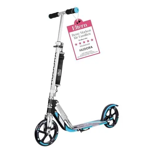 Produktbild: HUDORA BigWheel 205 Scooter - Stabiler Aluminium-Roller - Höhenjustierbarer & zusammenklappbarer Cityroller mit Ständer - Sportlicher Kinder- & Erwachsenenroller für bis zu 100kg - weiß/pink