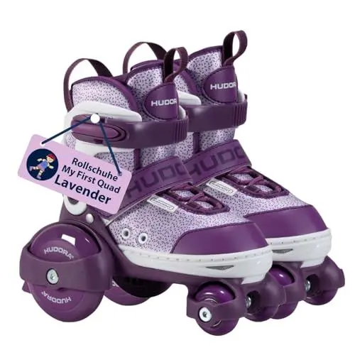 Produktbild: HUDORA Rollschuh My First Quad in versch. Größen & Farben - hochwertige Rollschuhe für Kinder bis 20kg - Kinder Rollschuhe größenverstellbar - sichere Einsteiger-Rollerskates mit großen Rollen
