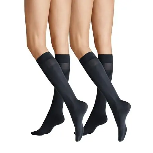 Produktbild: Hudson Damen Kniestrümpfe Simply 40 2-Pack druckfreier Bund Marine 0337 35-38