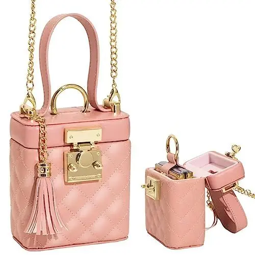 Produktbild: Hülle Handtasche für Flip5 Crossbody Bag Handy Umhängetasche + Metal Chain,Mini Rucksack Leder Handyhülle für Samsung Galaxy Z Flip5/Flip4/Flip3/Flip(3)