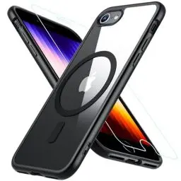 Produktbild: Hülle Kompatibel für iPhone SE 2020, iPhone SE 2022 Hülle iPhone 8/7 Hülle, Magnetisch Handyhülle iPhone SE 2/3 mit HD Schutzfolie Glas für MagSafe Stoßfeste Schutzhülle iPhone SE 2022 Case (Schwarz)