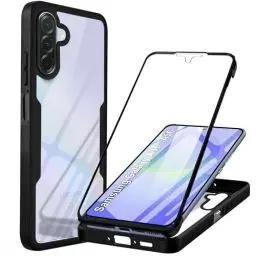 Produktbild: Hülle Kompatibel mit Samsung A36/A56 Handyhülle 360 Stoßfest Schutzhülle Rundumschutz Cover Case mit Eingebautem Displayschutz Robust Transparent Silicon Handyhülle für Samsung Galaxy A36/A56,Schwarz