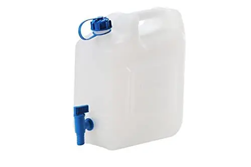 Produktbild: hünersdorff 817500 Wasserkanister ECO mit festmontiertem Ablasshahn / Wasserauslauf, 12 L (mit Hahn), Weiß