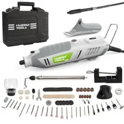 Produktbild: Huepar Tools Multifunktionswerkzeug 200W, Rotationswerkzeug mit 239 Zubehörset, Multitool-Set mit Variable Drehzal 10000-40000 U/min, für Gravur, Bohren, Schneiden, Schleifen, Gravieren, Polieren