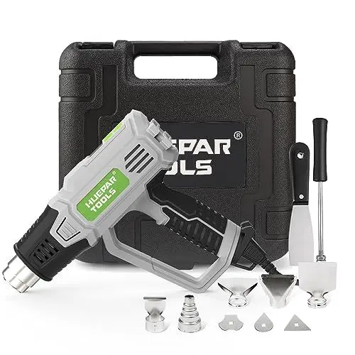 Produktbild: Huepar Tools Professional Heißluftpistole 2300 W mit LCD-Digitalanzeige, in Koffer, Temperaturbereich 50-660 °C, 10 Zubehör, Überlastschut