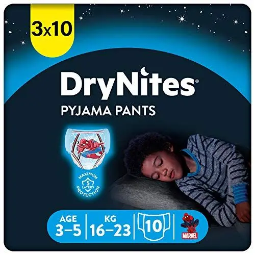 Produktbild: HUGGIES DryNites saugfähige Nachtwindeln bei Bettnässen, Für Jungen 3-5 Jahre (16-23 kg), 30 Stück, Monatsbox