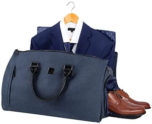 Produktbild: HUGH BUTLER Weekender Tasche Herren 4w1 mit Anzug Transporttasche - Praktische Reisetasche für Kleidung, Laptop, Schuhe und Kosmetika - Elegante Dunkelgraue Hülle, für Business und Geschäftsreisen