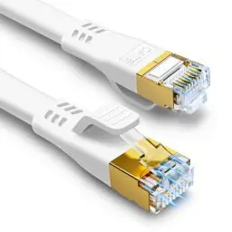 Produktbild: HUGIN Cat 8 Netzwerkkabel 6m,40Gbps 2000MHz Hochgeschwindigkeits LAN Kabel Flach Gigabit S/FTP RJ45 Ethernet Kabel WLAN Patchkabel für Gaming PS5 PS4 Switch PC Router Modem TV (6m/weiß)