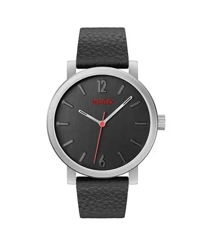 Produktbild: HUGO Analog Quarzuhr für Herren mit Schwarzes Lederarmband - 1530115