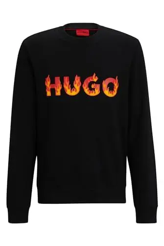 Produktbild: HUGO Herren Ditmo Sweatshirt aus Baumwoll-Terry mit gepufftem Flammen-Logo Schwarz001 S