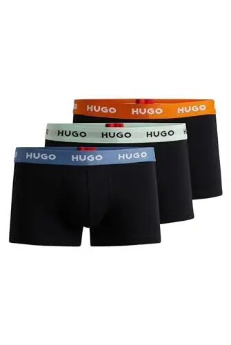 Produktbild: HUGO Herren Trunk Triplet Pack Dreier-Pack eng anliegende Boxershorts aus Stretch-Baumwolle mit kurzem Bein und Logos am Bund Gemustert961 M