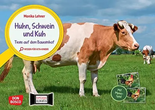 Produktbild: Huhn, Schwein und Kuh. Tiere auf dem Bauernhof. Kamishibai Bildkarten und Memospiel: Wissen für Kinder anschaulich mit dem Erzähltheater vermitteln. ... für unser Erzähltheater Kamishibai)