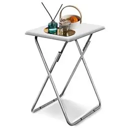Produktbild: Huhote Beistelltisch Klappbar, Klappbar Tablett Tisch,Kleiner tabletttisch, klapptisch Snack Tisch, Foldable Table, Kleiner Beistelltisch Outdoor, Für Wohnzimmer,weiß, 37x47x66cm