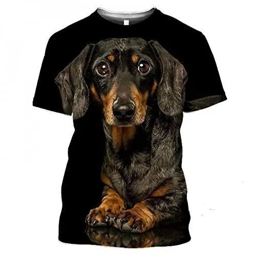 Produktbild: HUIGUANG Herren 3D Druck T-Shirt Dackel T-Shirt Shirts für Herren Hund 3D T-Shirt Druck T-Shirt Tops Damen süße Kleidung Homme Kurzarm