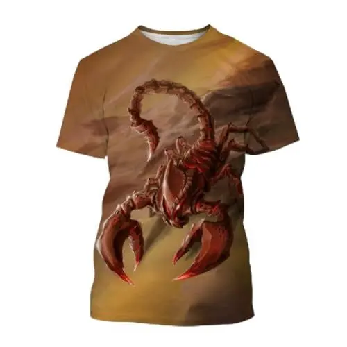 Produktbild: HUIGUANG Herren 3D Druck T-Shirt Mode Skorpion Übergroßes 3D-Druck-Kurzarm-T-Shirt Herren Unisex Casual O-Neck T-Shirt