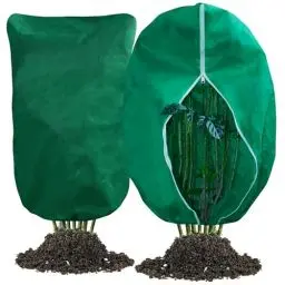 Produktbild: Huiguli 2 Stück Winterschutz für Pflanzen, 80 x 120 cm Wiederverwendbar Pflanzenschutz, Reißfest Winter Frostschutz Kübelpflanzensack mit Reißverschluss und Kordelzug für Topf- und Kleinpflanzen, Grün