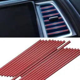 Produktbild: Huiguli Auto Zubehör Innerraum, 30 Stück Auto Lüftungsschlitz Dekoration, PVC Auto Luftauslass Dekoration Streifen, 20 cm Auto Deko Zierstreifen (Rot)
