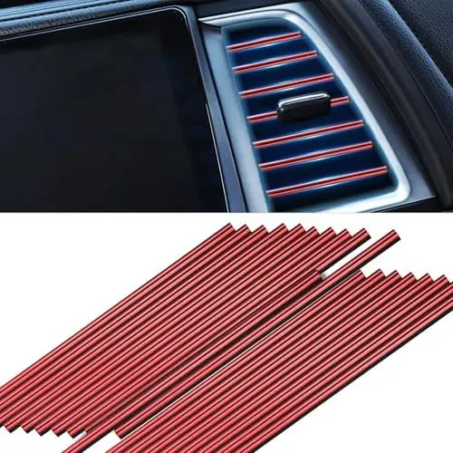 Produktbild: Huiguli Auto Zubehör Innerraum, 30 Stück Auto Lüftungsschlitz Dekoration, PVC Auto Luftauslass Dekoration Streifen, 20 cm Auto Deko Zierstreifen (Rot)