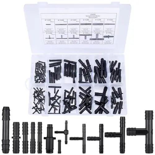 Produktbild: Huiguli Schläuche BewäSserung Anschluss Kit, 113 Stück T Schlauchverbinder Sortiment Schwarz, Schlauch Verbinder for Garden Hoses, Car Plug, Drip Hose, Irrigation Systems