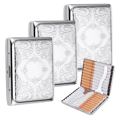 Produktbild: Huiguli Zigarettenetui, 3 Stück Zigarettenschachtel Metall, Klein Zigarettenetui für 20 Zigaretten, Wasserdicht Zigaretten Etui Box, Zigarettenbox mit Schnappverschluss für Herren Damen (B)