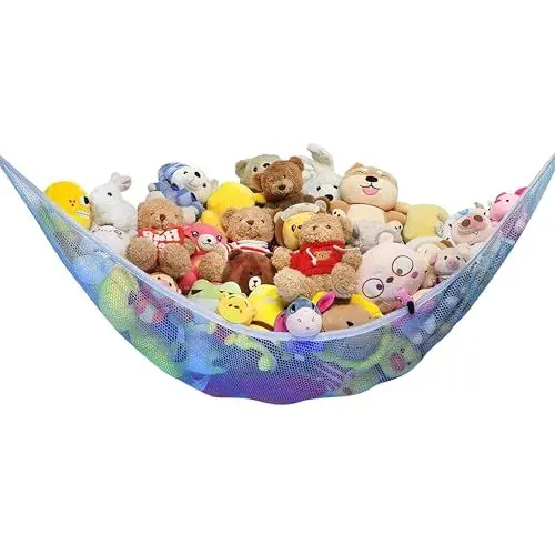 Produktbild: Huijukon Kuscheltier Aufbewahrung Netz für Kinderzimmer, Spielzeug Stofftiere Plüschtiere aufbewahrung Hängematte (Blau)