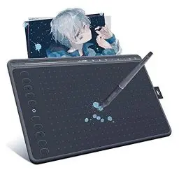 Produktbild: HUION HS611 Grafiktablett, 10,2 x 6,36 Zoll Professionelles Zeichentablett, Batterieloser Digitaler PW500-Stift, Ausgestattet mit Multimedia-Touch-Tasten, Einstellbare Lautstärke, Musik Abspielen,Grau