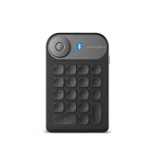Produktbild: HUION Bluetooth 5.0 Keydial Mini K20, KD100 2.0 Kabellose Tastatur mit Dial Controller + 18 Benutzerdefinierten Tastaturen für Stift-Display, Tragbare Tastatur für Zeichentablett, PC, Laptop, Mac