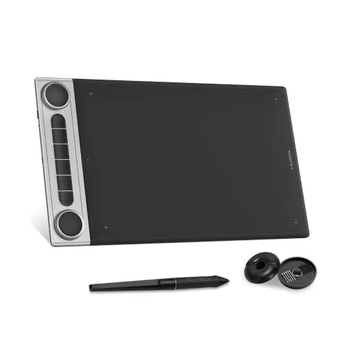 Produktbild: HUION Inspiroy Dial 2 Grafiktablett Bluetooth mit Dual Dial Controllern und 6 Programmierbaren Tasten Stifttablett, 10 x 6 Zoll Kabelloses Zeichentablett, Geeignet für MacOS, Windows, ChromeOS, Linux