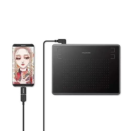 Produktbild: HUION Inspiroy H430P Grafiktablet mit 4,8 x 3 Zoll Arbeitsbereich Grafiktablett, Batterielosem Stift, Unterstützt Mac Windows Android und OSU, Ideal Zeichentablett für Die Arbeit von zu Hause und Aus