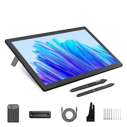 Produktbild: HUION Kamvas Pro 19 4K Grafiktablett mit Display, 18,4 Zoll Zeichentablett mit Touchscreen, 96% Adobe RGB,1,07 Milliarden Farben, PenTech 4.0 Schlanker Stift PW600, 16384 Stiftdruck, Mini-Tastenwahl