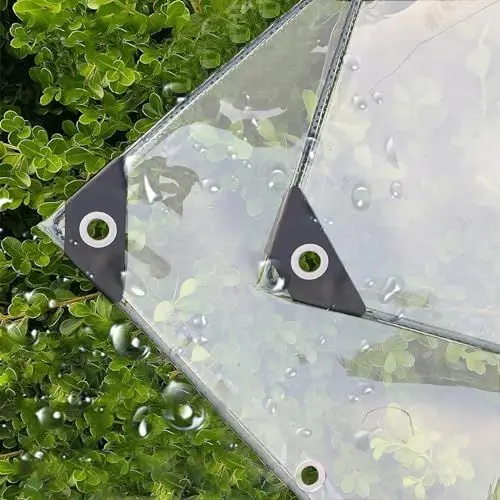 Produktbild: Hujabay wasserdichte Transparente PE Plane mit Ösen | Wetterfest Faltbar, Regenschutz für Gartenmöbel, Pflanzen und Gewächshäuser Geeignet für Camping, Balkon, Abdeckplane Wasserdicht 1.9x2.8m