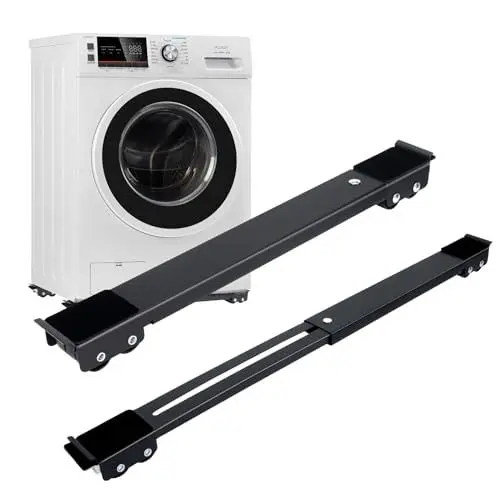 Produktbild: HULAGU 2 Stück Waschmaschinen Untergestell 45-71 cm Ausziehbares Gleitsystem Möbelroller Transportroller Rollen für Möbel Möbeltransportrollen mit rutschfeste Unterseite Belastung 300 kg (Schwarz)
