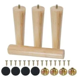 Produktbild: HULAGU Premium Möbelfüße Holz for Sofas, Tables, Cabinets - 4 Stück Tapered Möbelfüße Holz 25cm - Solid Holzbeine für Möbel - Ideal for Möbel, Tisch, Schrank - Premium Quality Möbelbeine