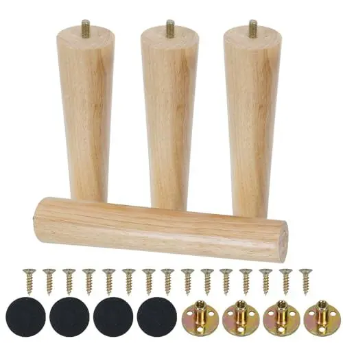 Produktbild: HULAGU Premium Möbelfüße Holz for Sofas, Tables, Cabinets - 4 Stück Tapered Möbelfüße Holz 25cm - Solid Holzbeine für Möbel - Ideal for Möbel, Tisch, Schrank - Premium Quality Möbelbeine