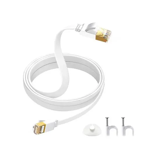 Produktbild: HuLuWa CAT 7 Netzwerkkabel,Netzwerkkabel Flach Lan kabel 1 Meter,Patchkabel Cat 7,Gigabit Ethernet,RJ45 kabel für PS5/4 Router Modem TV Laptop