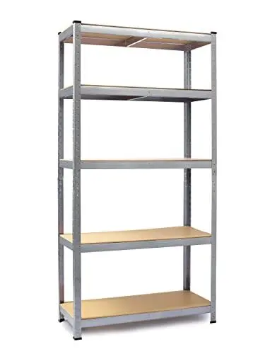 Produktbild: Humberg Regal Kellerregal Lagerregal Schwerlastregal mit Stahlgestell Metall Belastbar bis 875 kg 5 Ablagen 40 x 90 x 180 cm Silber