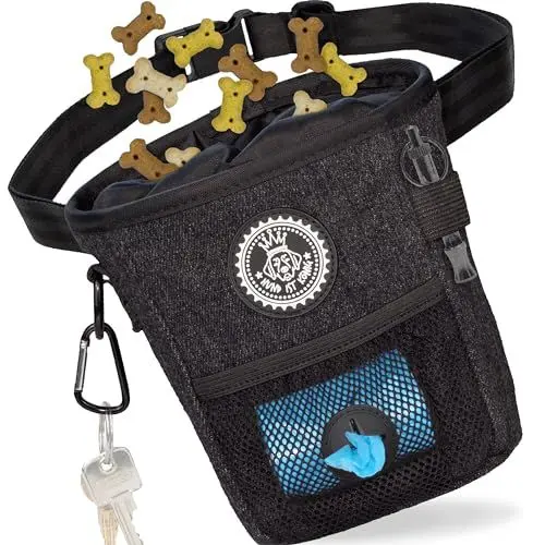 Produktbild: HUND IST KÖNIG® Leckerlibeutel für Hunde-Training - Robuster Futterbeutel Hunde, kompakt & funktional - Futterbeutel Hundetraining für schnelles belohnen - mit Kotbeutelspender & Trainings-Ebook