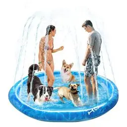Produktbild: Hund Sprinkler Wasser Pad Matte Outdoor Hund Kühlen Spritzwasser Spielzeug Rutsch Hund Schwimmen Pad für Kinder und Haustiere, groß(150 * 150)
